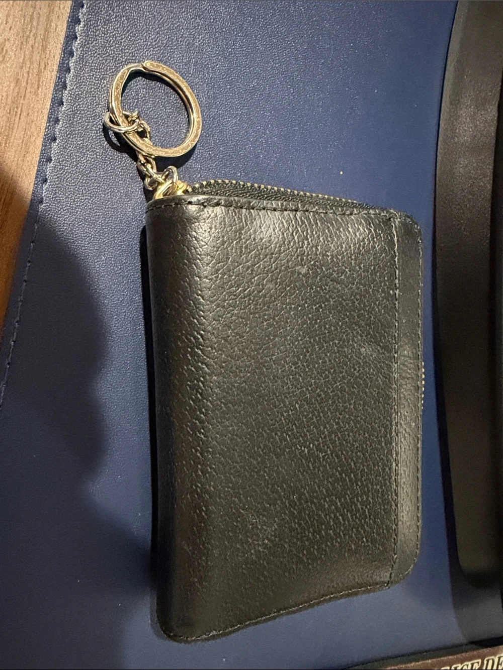 kate spade Black Leather Zip Keyring Card Case / wallet